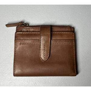 Kane M Leather Bi Fold Wallet Brown Snap Close